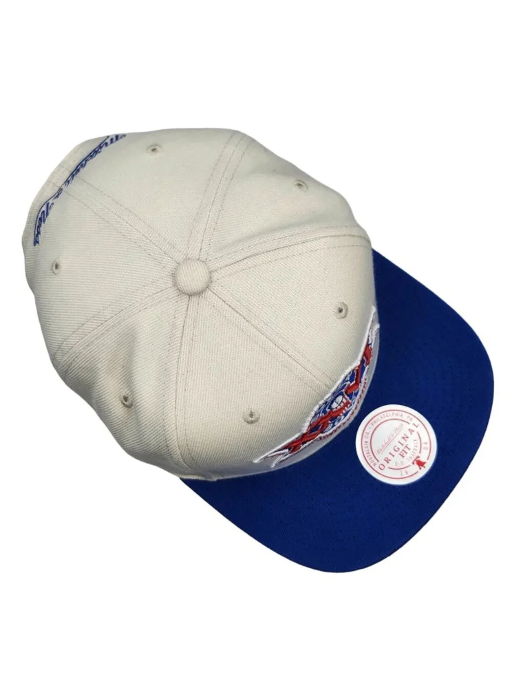 NFL Super Bowl XXVI 26 Mitchell And Ness Snapback Hat Cream Blue NWT